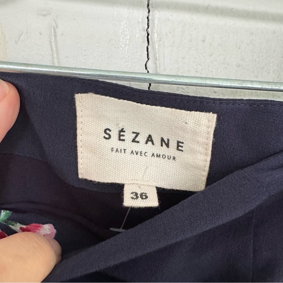 Sezane Pacome Floral Wrap Mini Skirt Blue Floral Silk size 38 US6 - Picture 8 of 11
